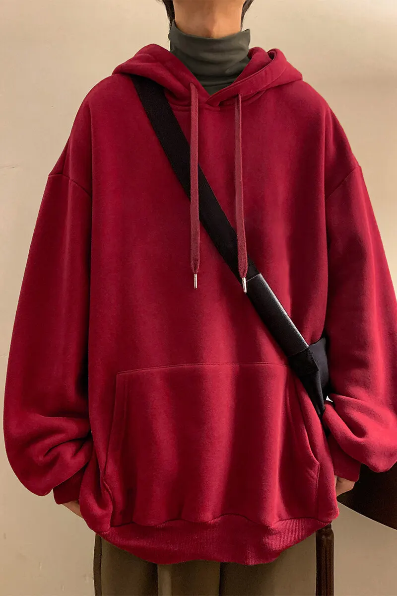 2024 Winter Heavy Duty Velvet Hoodie Solid Color Hong Kong Style Hoodie for Boys and Teenagers