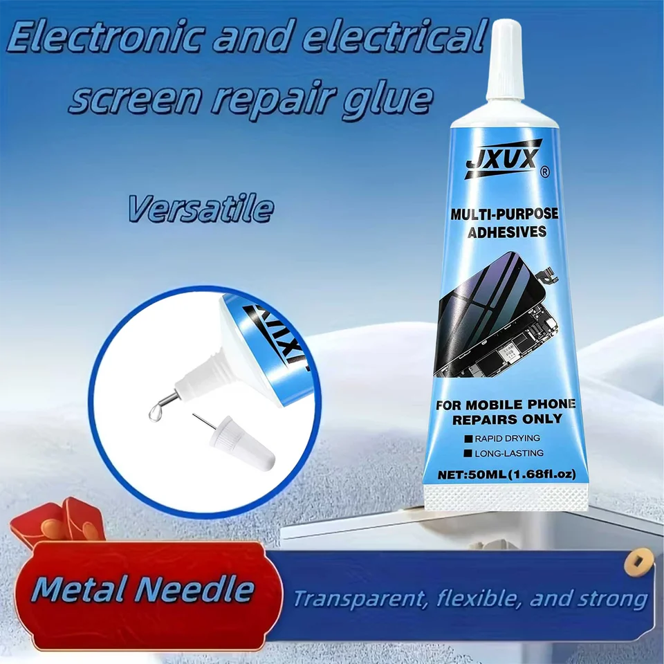Adhesivo impermeable de alta resistencia para pantallas de teléfonos móviles JXVX, agente de unión universal para vidrios de teléfonos, herramienta de bricolaje para pegar strass y joyas con punta de taladro, 50 ml, 1-4 piezas 4