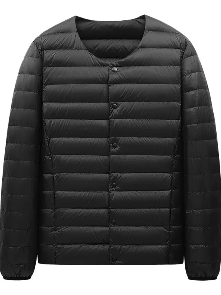 Men's Ultra-light Down Jacket 2024 Autumn and Winter New Simple Round Neck Men's Portable Light Jacket Warm Lining