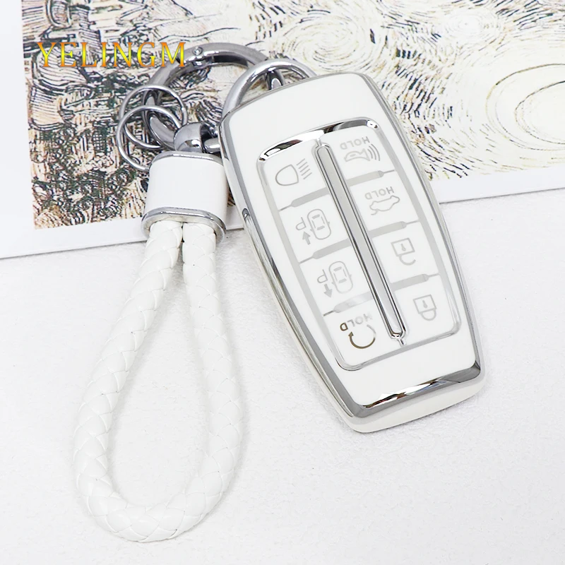 Auto For Hyundai Genesis GV70 GV80 GV90 2020 2021 2022 8 Button TPU Car Key Case Cover Holder Key Shell Keychain Accessories