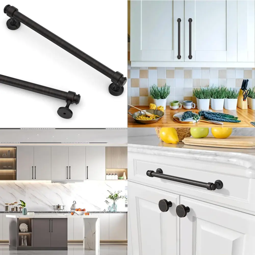 

Oil Rubbed Bronze Kitchen Cabinet Pulls, 7.5 Inch Handles for Cupboard Hardware, 10 Pack, Modern Rustic Style