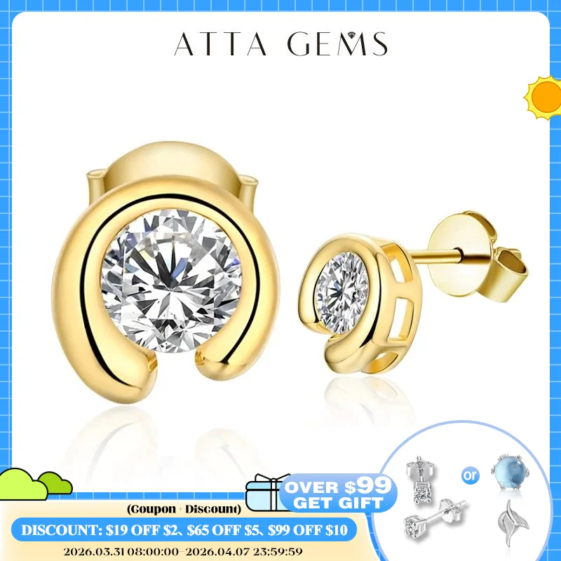 

Attagems 925 Sterling Silver Stud Earrings Women 0.5ct Moissanite Diamond Round Cut Fire Gemstone Wedding Fine Jewelry