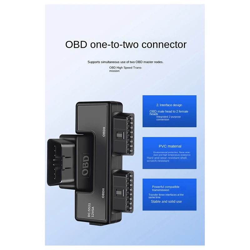 OBD2 One Divided Into Two Adaptor Wire 16 Pin 16 Core Cable Universal With Dc5521