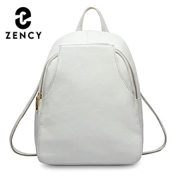 Zency Charm Women Backpack 100% Genuine Leather Anti-theft Button Elegant Female Travel Bags Schoolbag For Girl Holiday Knapsack