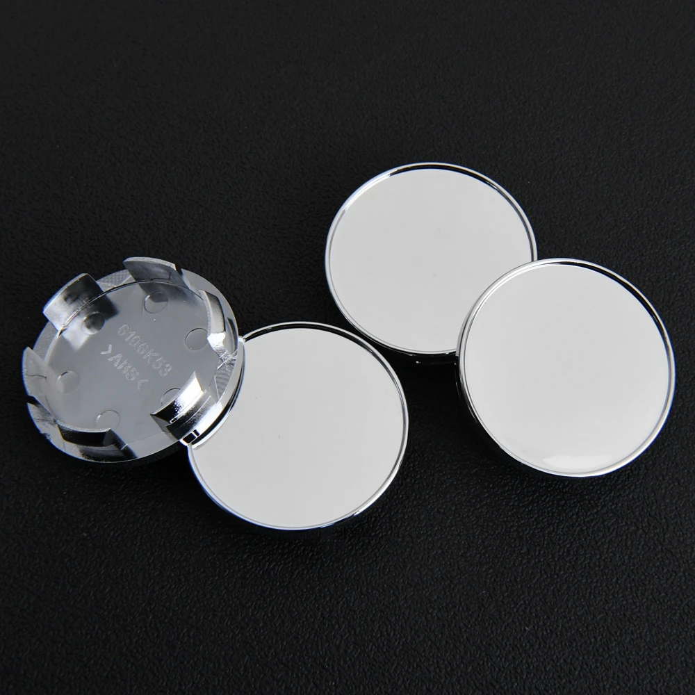 4PCS Wheel Center Cap Clip 53mm OD / 48mm Blank Emblem Sticker Rim Caps Wheel Cover Hub Cap Black & Silver