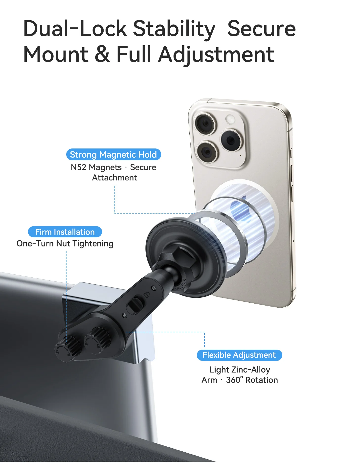 YZ Für Tesla Model Y YL 3 Juniper Standard Highland Bildschirm-Handyhalterung 180 ° Drehbarer, verstellbarer magnetischer Handyhalter – Zubehör – Detail 12