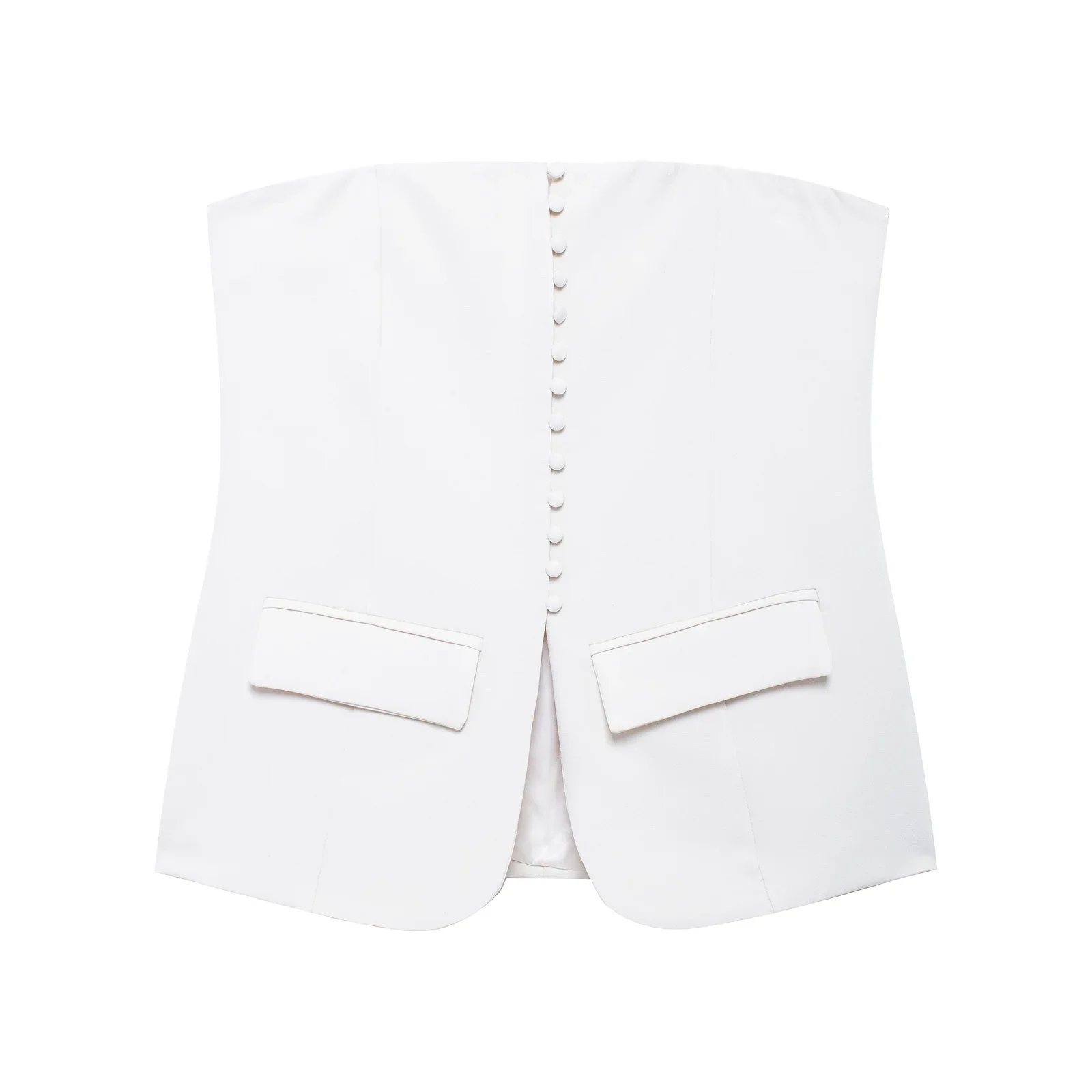 TRAF Black Corset Top 2024 White Crop Top Women Waistcoat Female off Shoulder Tank Tops for Women Fall Backless Vest Top Women