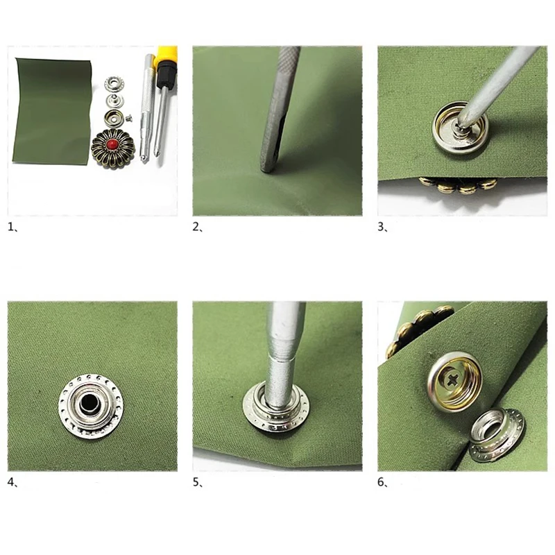 1 Set Snaps Fastener Metal Buttons Nail Rivet With Bead Decoration For Leathercraft Bag Snap Button Leather Sewing Accessories