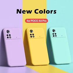 Poco X4 X 4 Pro X4pro 케이스 Xiaomi Poco X4 Pro 5g Poco X 4 Pro Pocox4 Pro 용 럭셔리 오리지널 스퀘어 액체 실리콘 소프트 커버