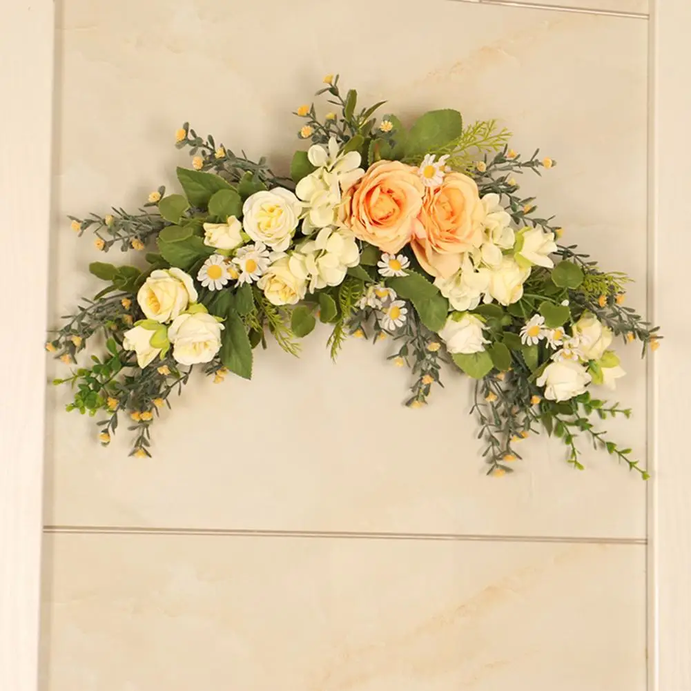 Chic Fake Roses  Realistic Beautifying Simulation Roses  Door Wreath Faux Silk Roses Garland