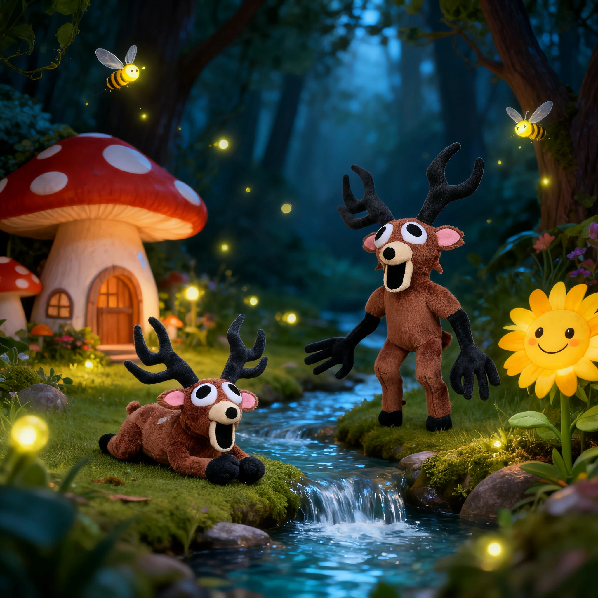 جديد 38 سنتيمتر 99 ليال في الغابة الغزلان ألعاب من القطيفة فيلم الحيوانات المحشوة الغزلان لعبة المشجعين هدايا عيد الميلاد لعب للأطفال هالوين هدية