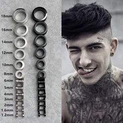 316L Stainless Steel Ear Plugs and Tunnels Piercings Black Screwed Earring Expander Earlet Gauges Body Piercings Jewelry