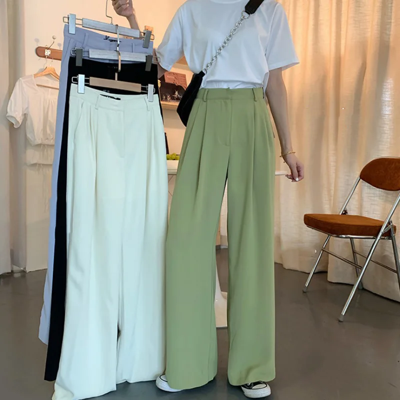 

Korean High Waist Casual Trousers Wide Leg Pants For Women's