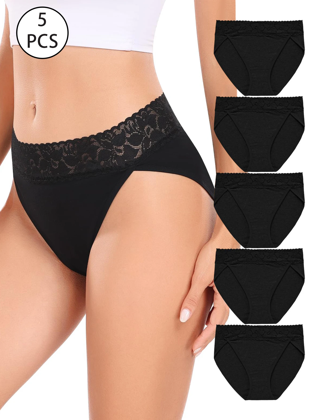 

Womens Underwear Cotton Bikini Panties High Cut Lace Panty Stretch Hipster Underpants Ladies Briefs