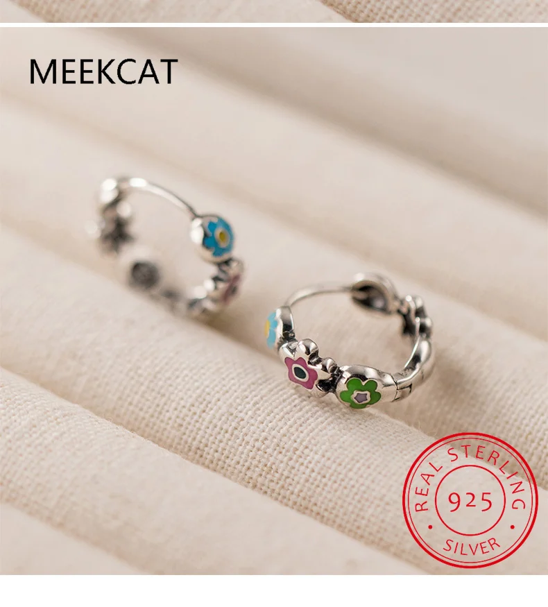 Solid Genuine 925 Sterling Silver Colorful Flowers Adjustable Ring Gift for Women Sterling Silver Jewelry DS3223