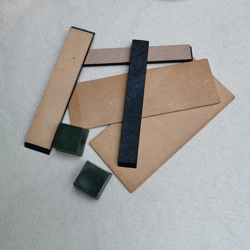 Professional Cowhide Leather Honing Strop Set with Sharpening Wax for Knife Scissor Polishing