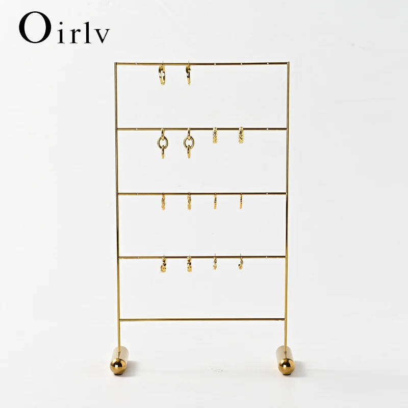 Metal Gold Earring Display Rack Necklace Ring Storage Rack Jewelry Rack 5 Layers T-shaped Jewelry Organizer Show Stand Holder