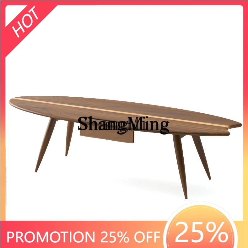 

SM coffee table/all solid wood black walnut retro medieval simple small apartment foldable