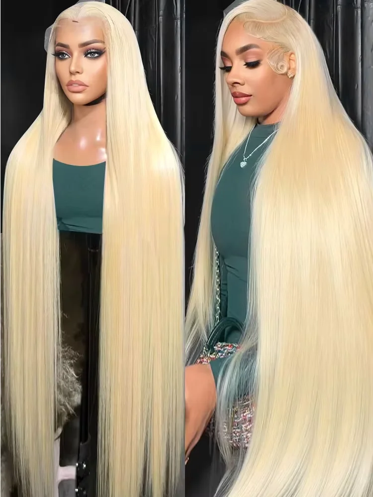 

613 220% Density 40 46 Inch Lace Wig Human Hair Straight 13x4 13x6 HD Lace Front Wigs For Women Blonde Colored Human Hair Wigs