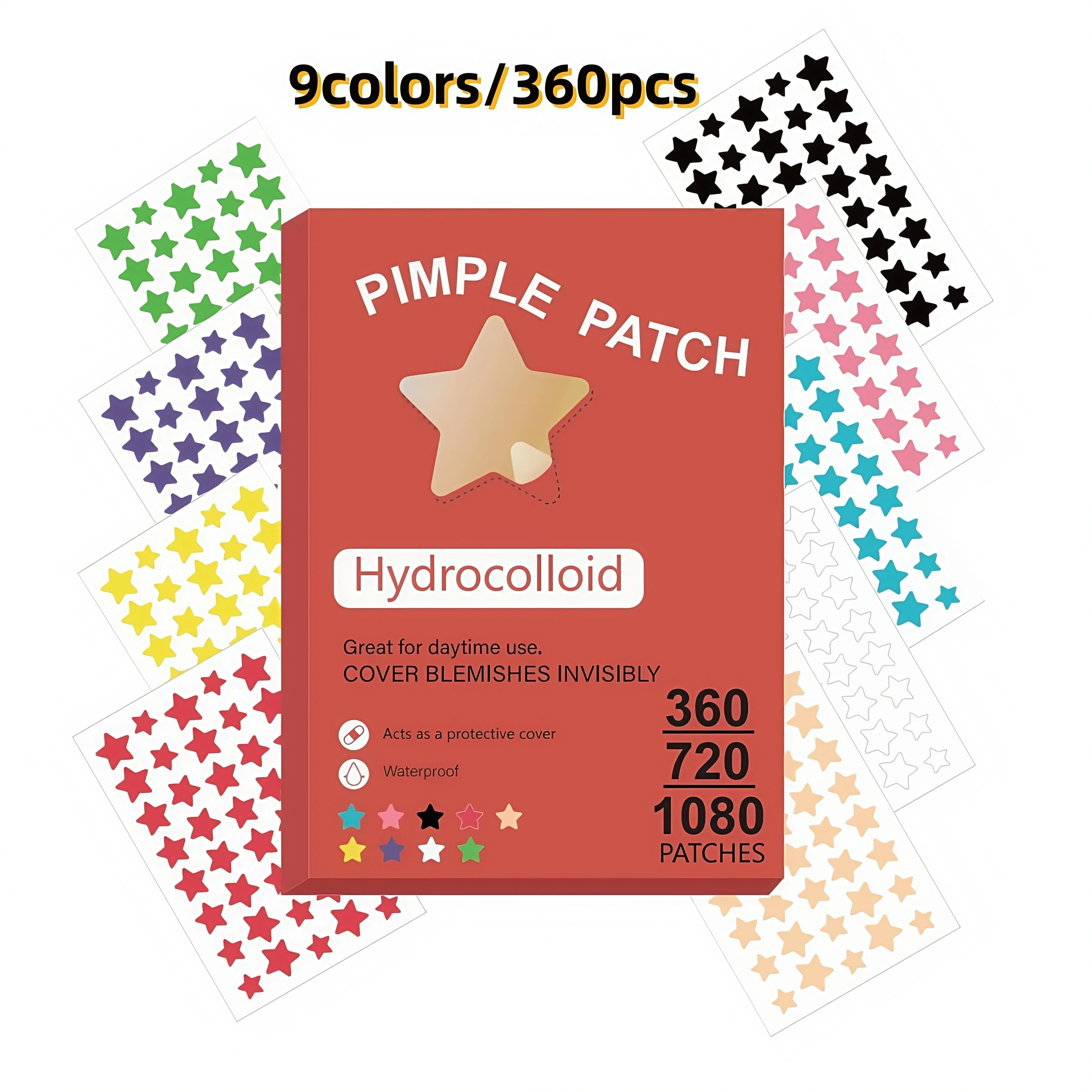 

360/720/1080PCS Multi-color Beauty Acne Patches Invisible Waterproof Daily Skin Care Spot Stickers