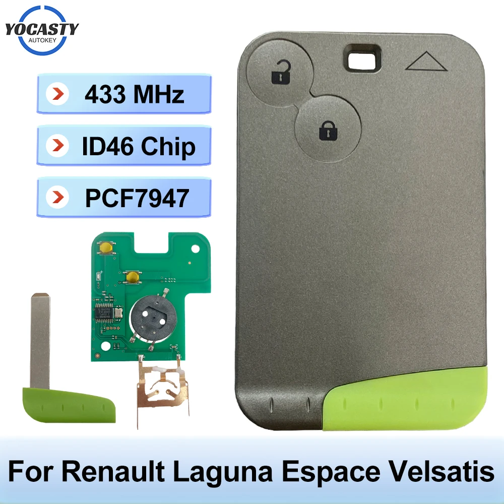 Пульт дистанционного управления YOCASTY 2001-2006 для Renault Laguna Espace Vel-satis, 2 кнопки, 433 МГц, чип ASK ID46 PCF7947