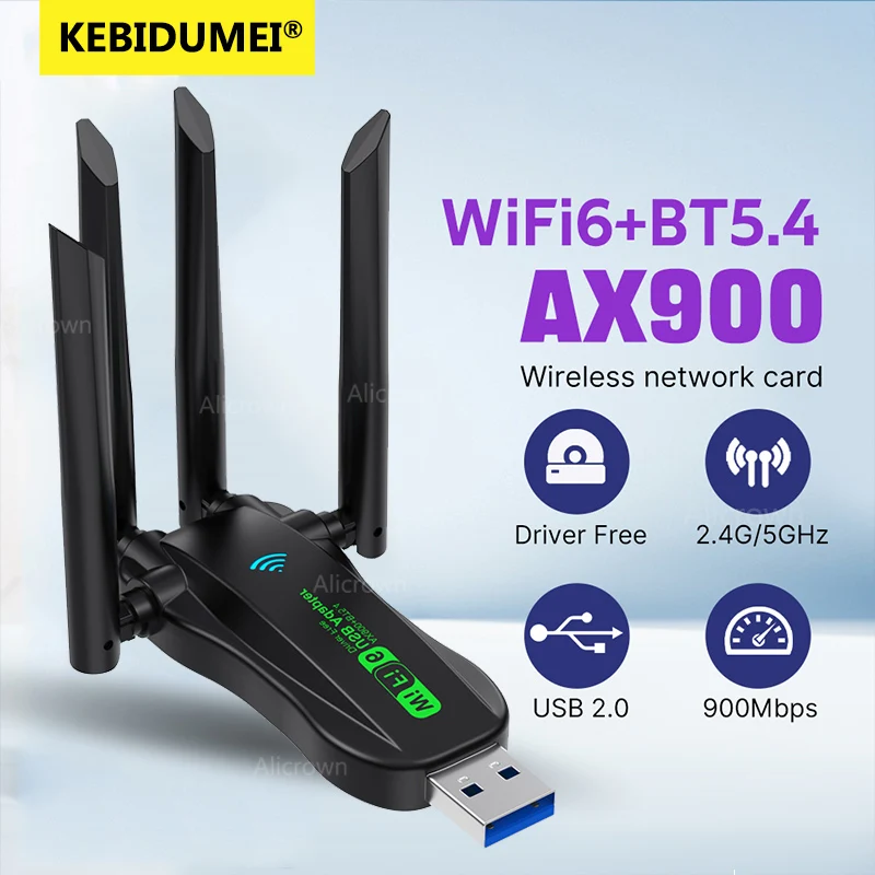 

900Mbps Network Card WIFI6 AX900 USB Bluetooth 5.4 Wireless Adapter Dual Band 2.4G&5GHz Dongle Driver-free Receiver For Win10/11