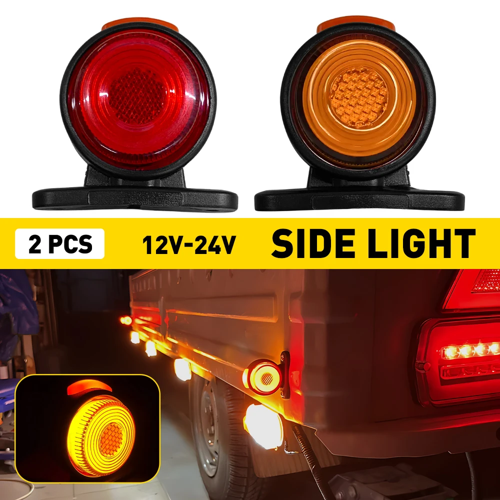 

2 шт., 12 В, 24 В, фонари для прицепа грузовика, светодиодные боковые габаритные фонари, габаритные фонари для грузовых автомобилей, красный, белый, универсальный