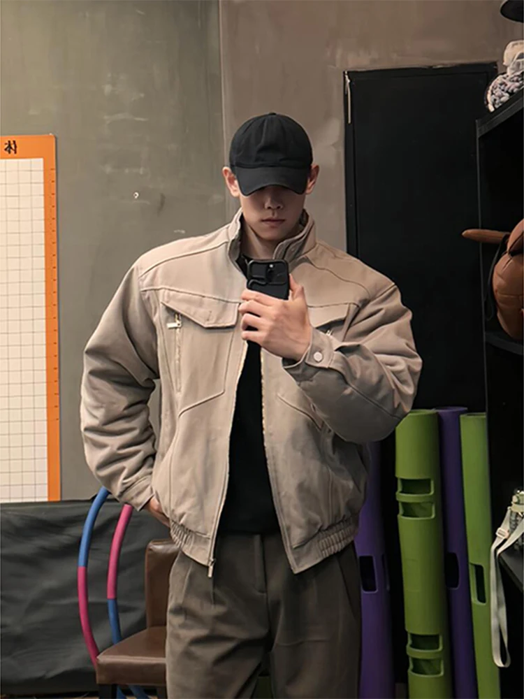 

American Sle Canvas Jaet Men's Autumn Winter oulder Enhance ort Baseball Sle High Street Loose Fit Polyester Jaet