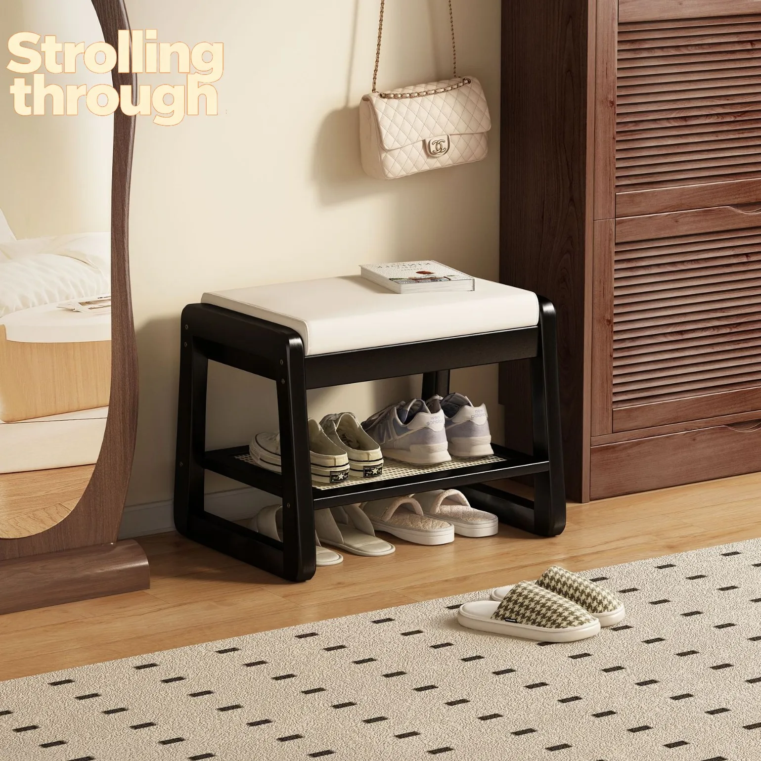 

Shoe changing stool for home use, shoe cabinet stool, integrated shoe rack, stool at the entrance, stool