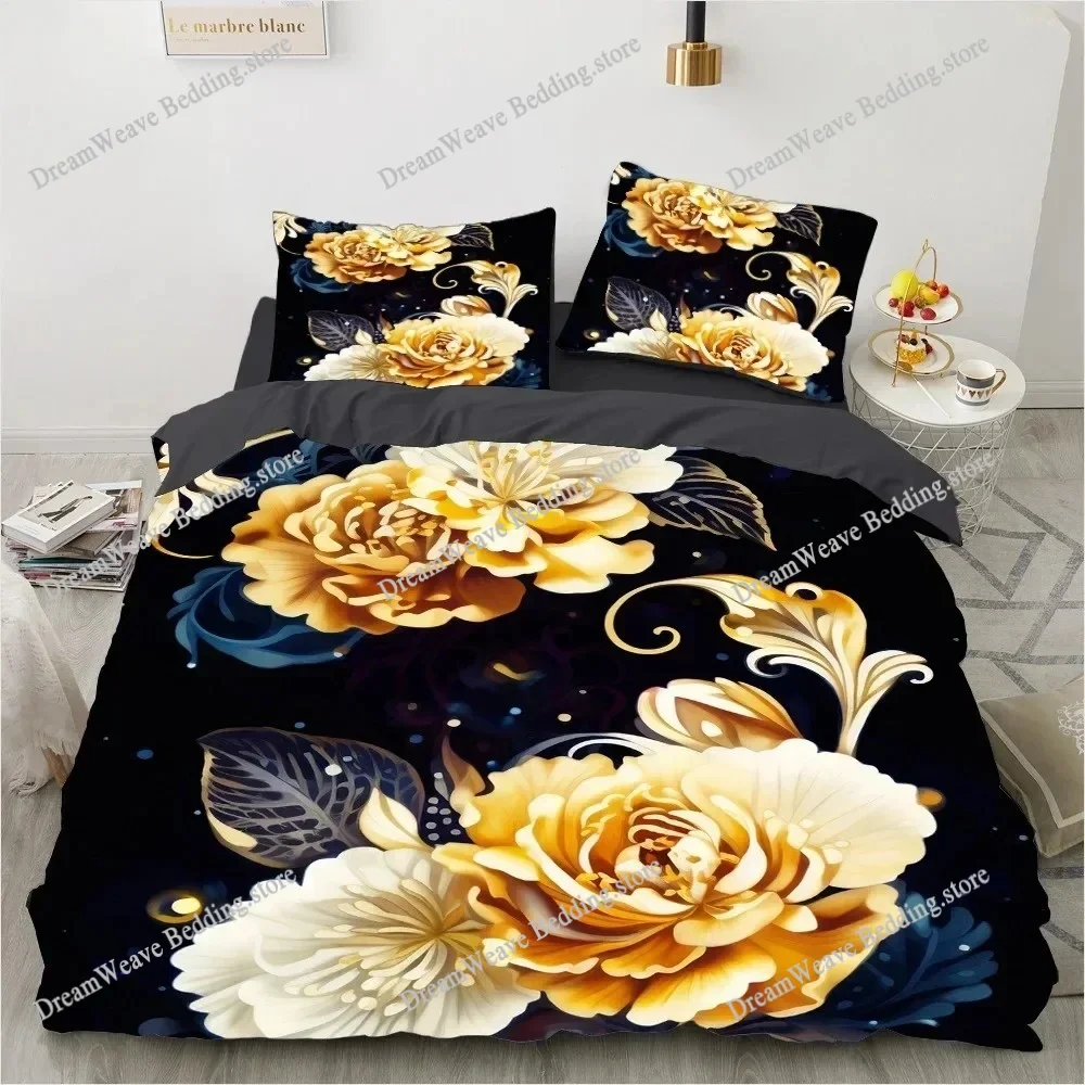 

Red Rose Bedding Set 3D Floral Duvet Cover Set Flower Comforter Cover Queen King Size Bed Fashion Polyester Qulit Cover