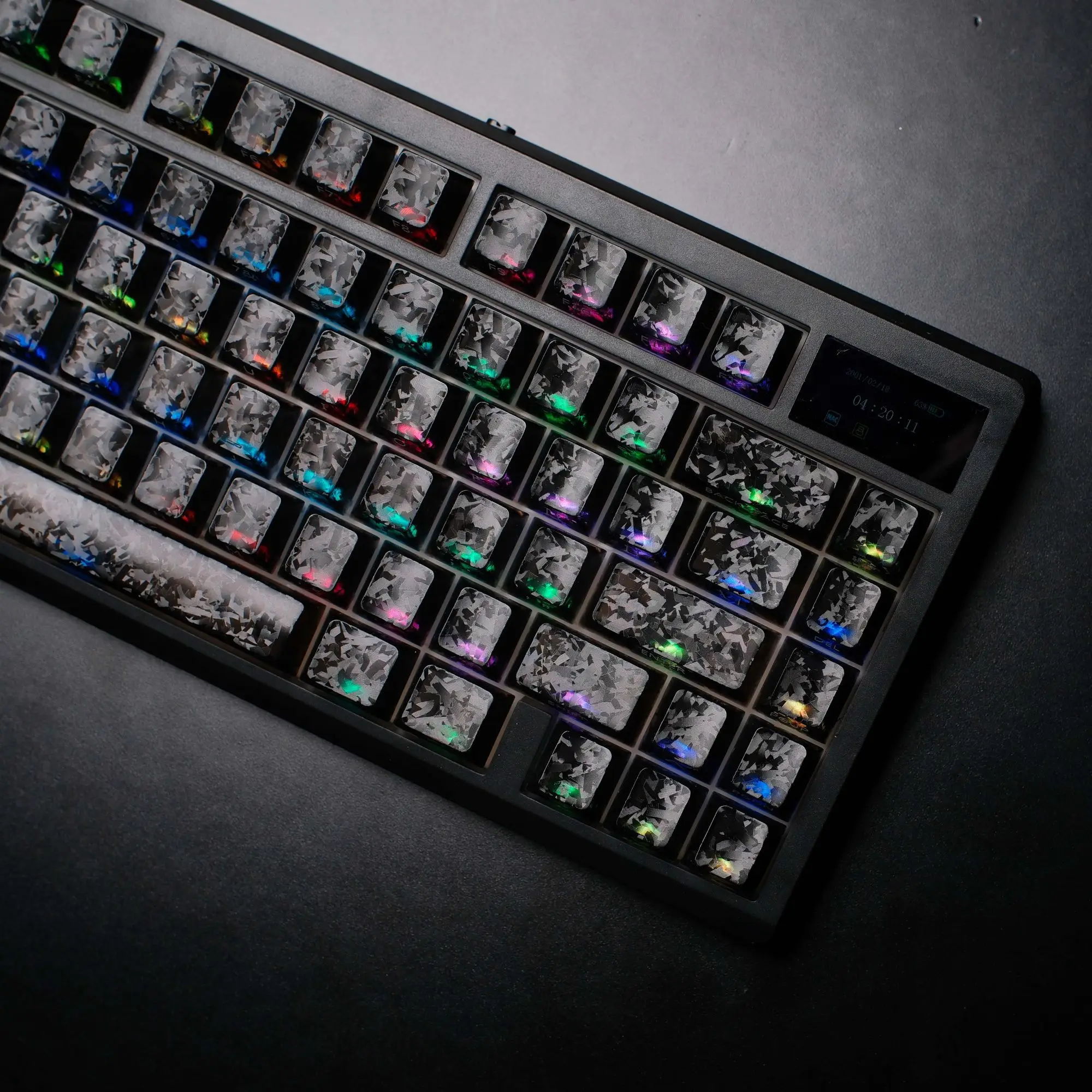 

Carbon fiber texture light-transmitting side-engraved keycaps Original highly customized mechanical keyboard High-value keycaps