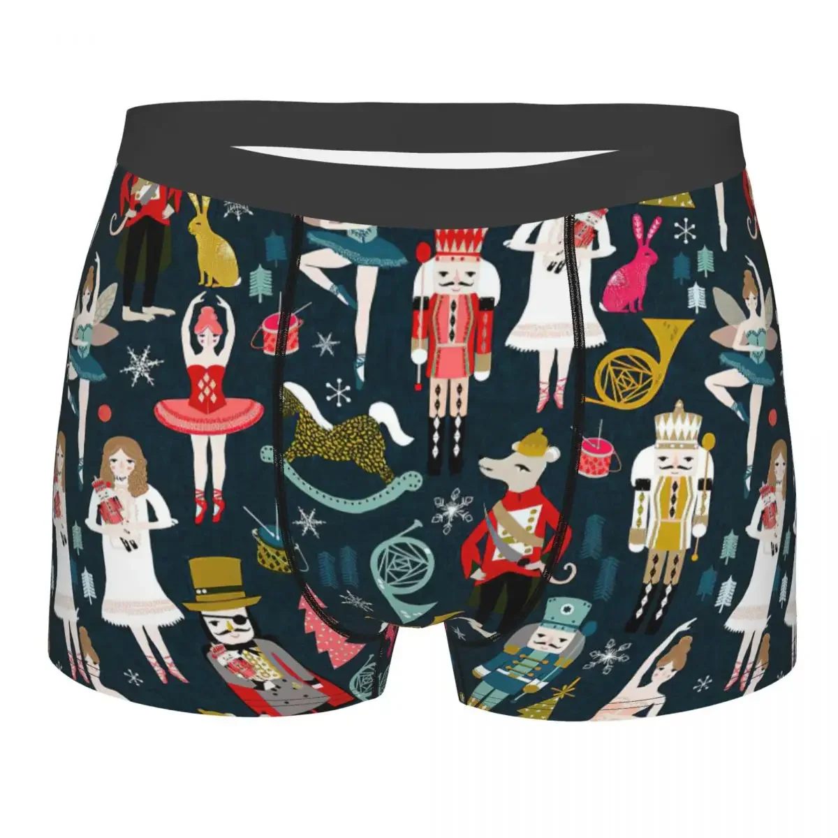 Men Merry Christmas New Year Boxer Shorts Panties Soft Underwear Nutcracker Music Dance Homme Funny S-XXL Underpants