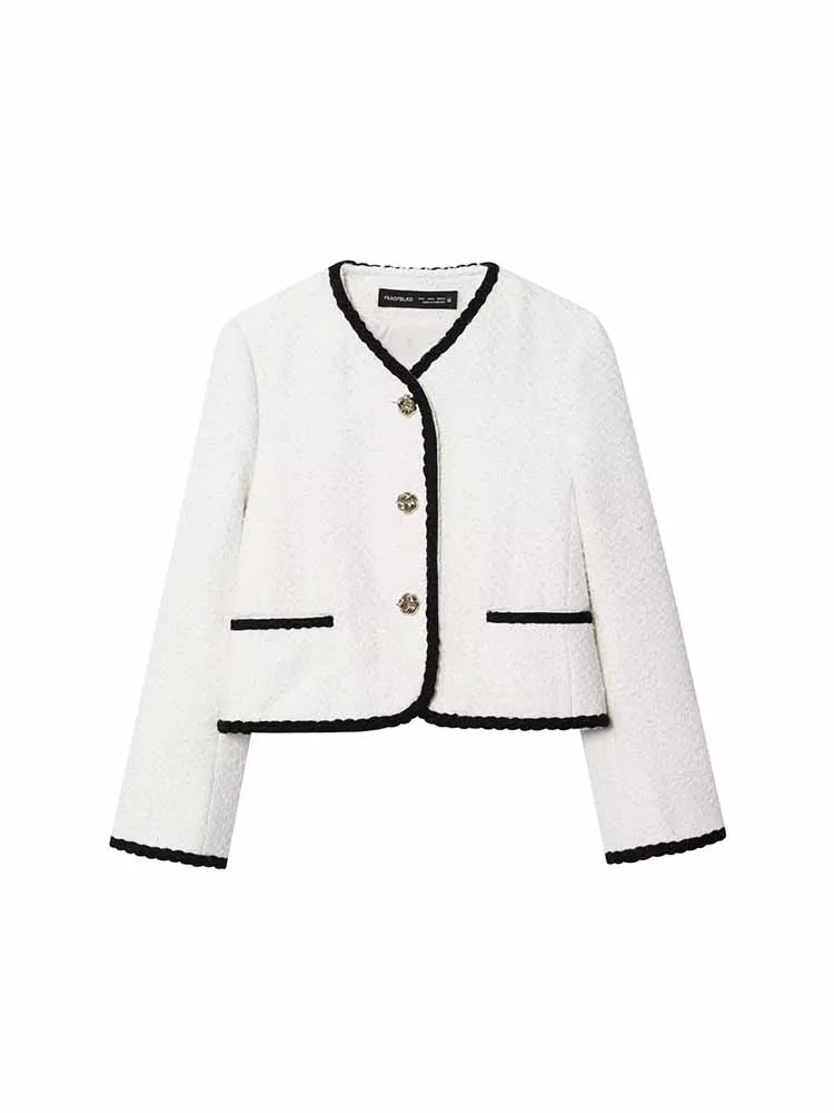 

European and American style autumn new fashion trend simple casual women's design sense all-match border loop velvet jacket