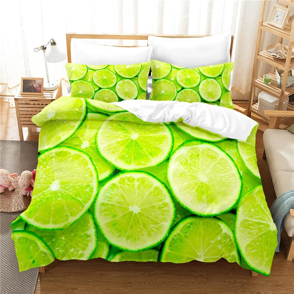 Fruit Series Bed Set Bedding Winter Duvet Green Double Quilt Cover Set Lemon,Watermelon Bedding Set Housse De Couette