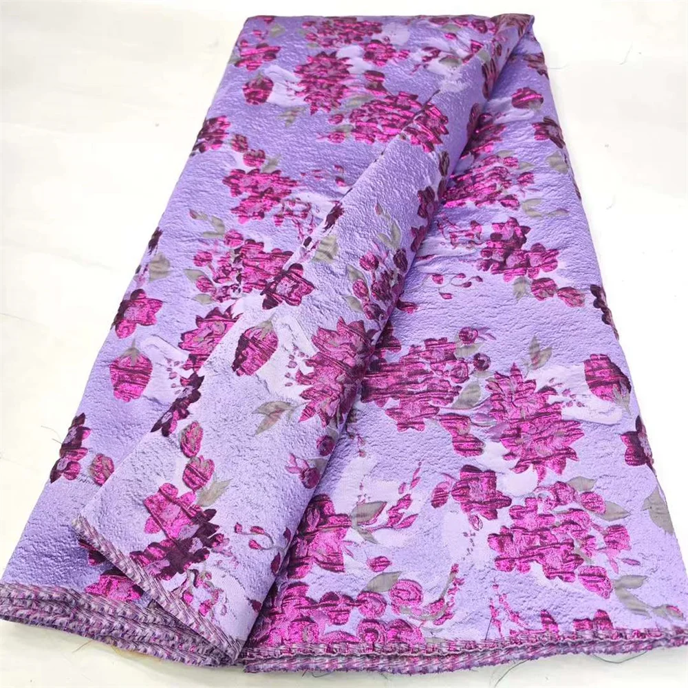 Telas de encaje bordado Jacquard para vestidos de fiesta de graduación, Material de costura, línea dorada, estilo africano, alta calidad, nuevo diseño, 5 yardas