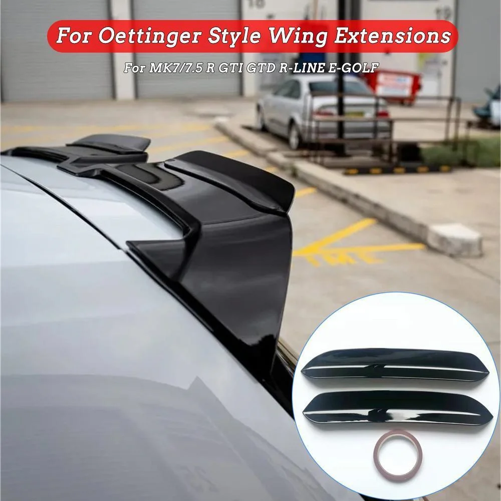 2pcs For O Style Roof Spoiler Extentions Flaps Rear Wing Fit for VW POLO Golf 6 Golf 7 MK7 7.5 R GTI ABS Carbon Fiber/Black