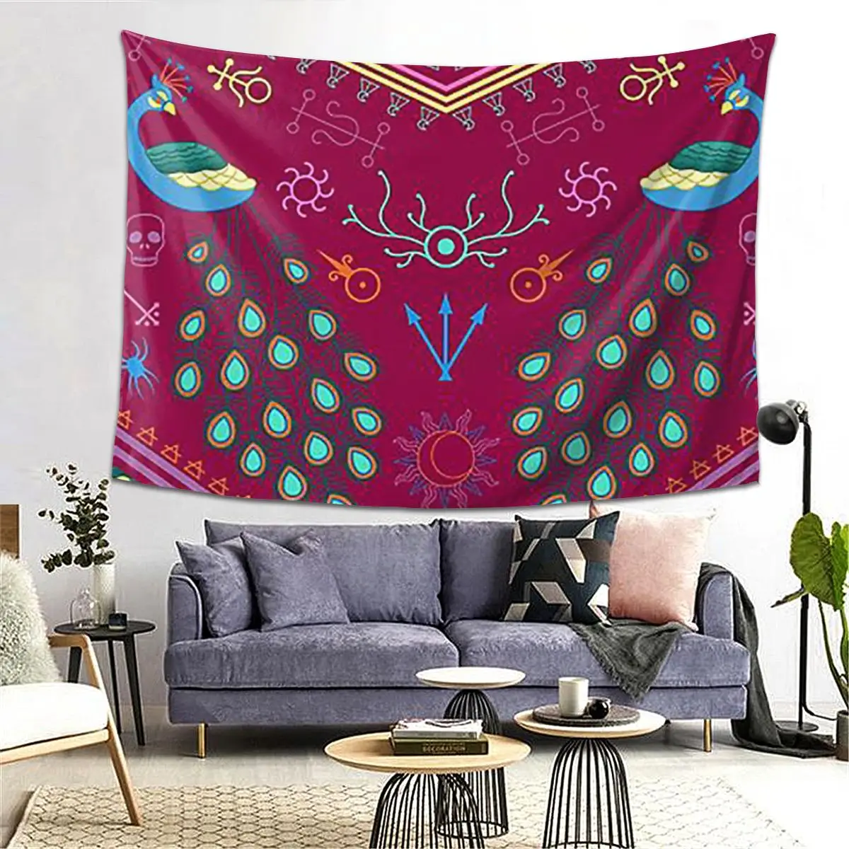 

Mollymauk Tealeaf Inspired Print Tapestry Decoration Art Aesthetic Tapestries for Living Room Bedroom Wall Cloth Wall Hanging