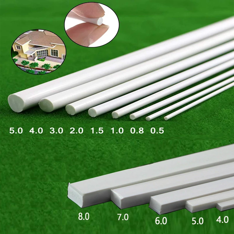 ABS White Round/Square Plastic Rod Stick For Architecture Model Making Model Material DIY Accessories Cutting Supplies