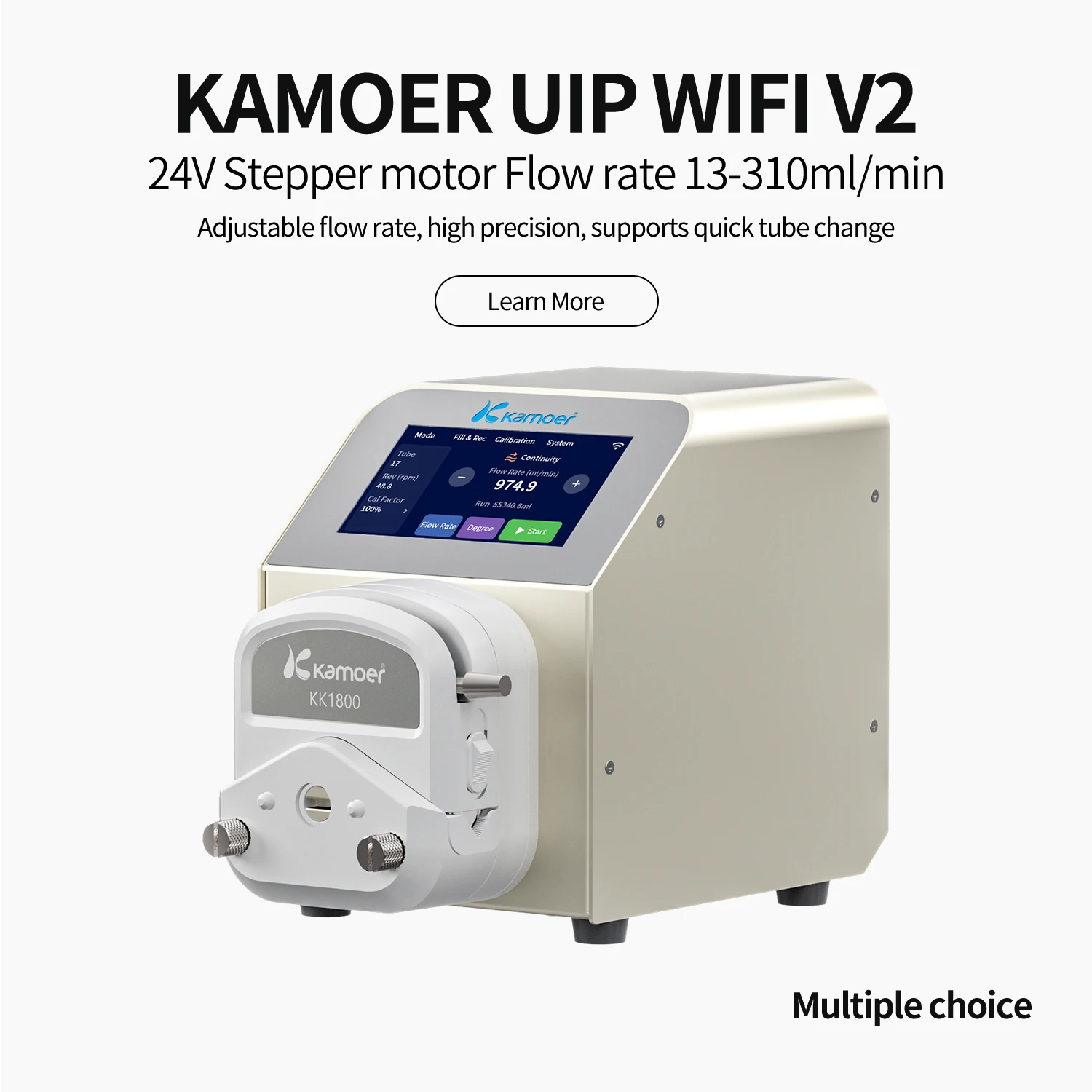 Kamoer 0.1-1500ml/min Peristaltic Pump AC100-240V UIP WIFI V2 Stepper Motor High Flow Remote RS485 Analog Foot Switch for Lab