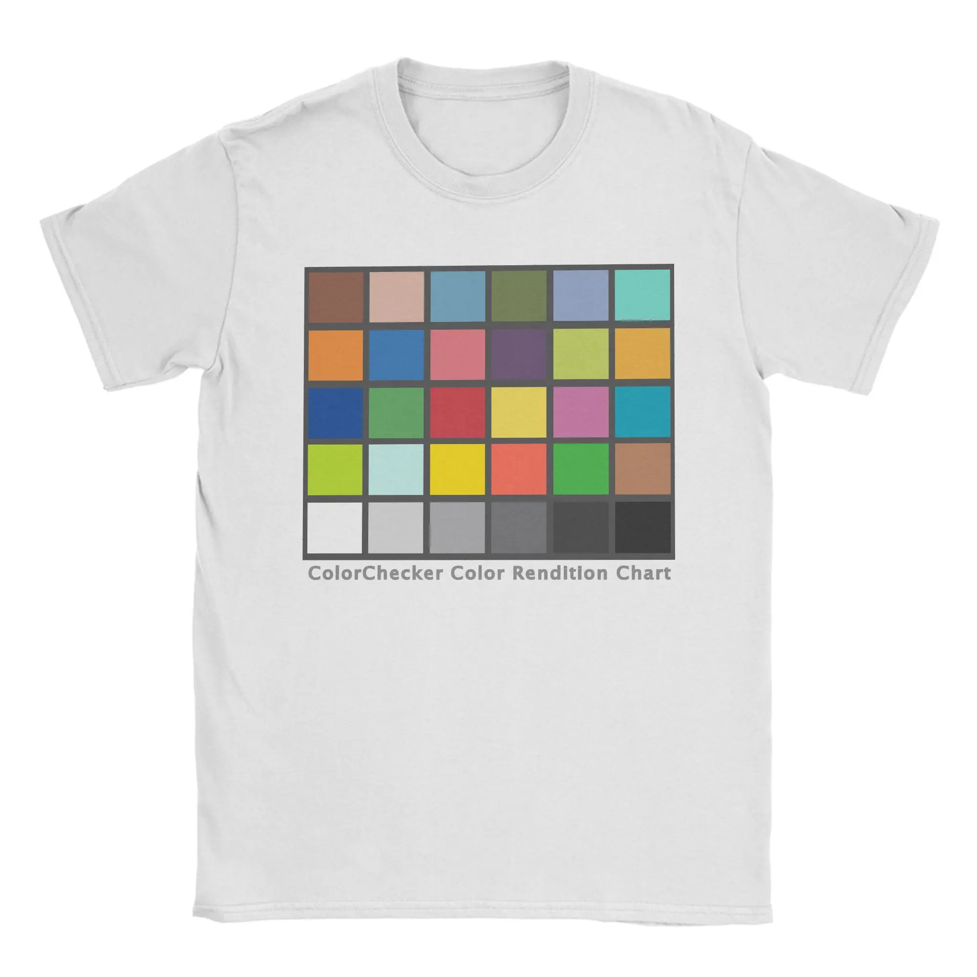 Color Checker Table Tshirts Men's 100%Cotton Clothing Vintage Photographer Round Neck Short Sleeve