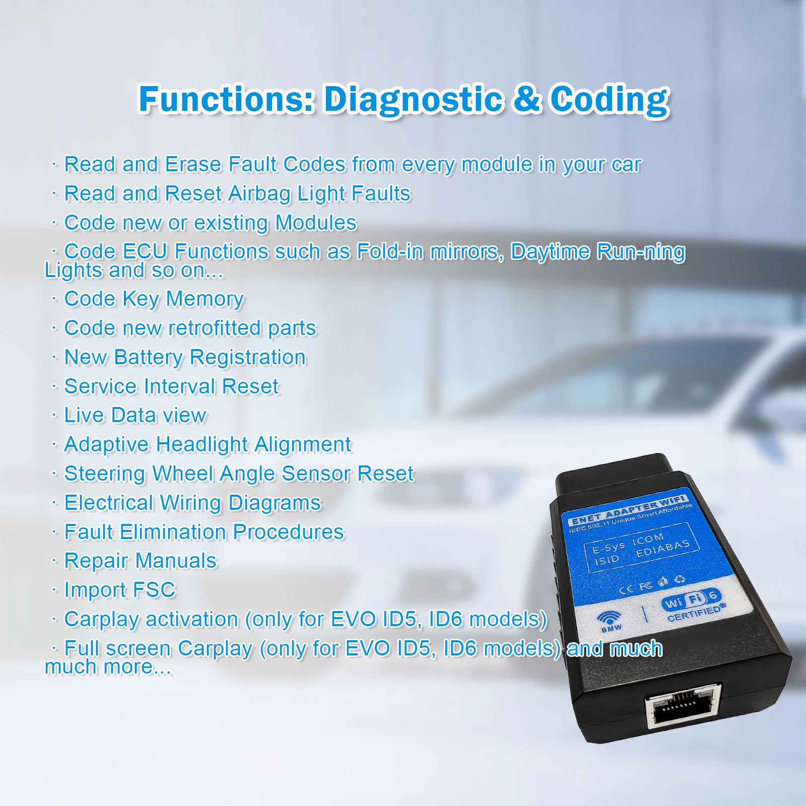 ENET Adapter WiFi for F/G/I/Mini Series Coding OBD2 Diagnostic