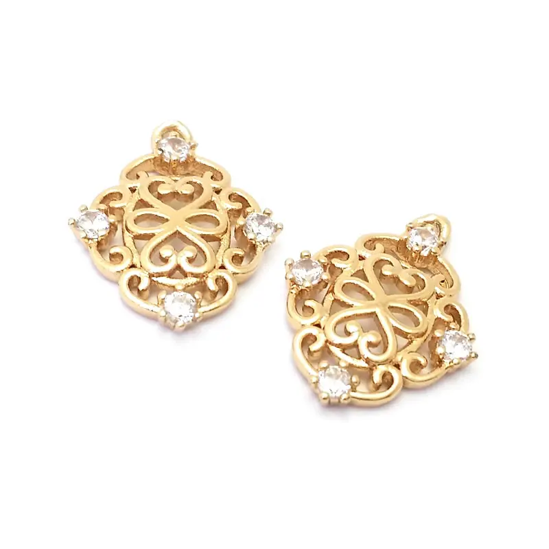 18K Gold Color Rhombus Charms Pendants High Quality Necklace Earrings Diy Jewelry Accessories Rosediy Official Store