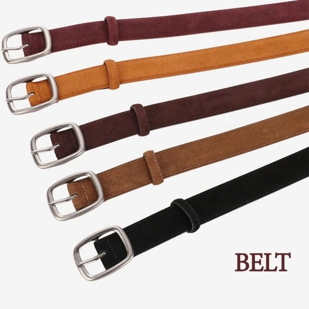 

Elegant Jeans Decor Suede Belt Silver Square Buckle Width Pu Waistbands Fashion Korean Style Trouser Decoration Daily
