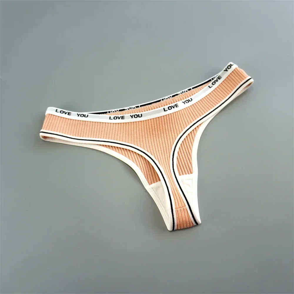 3 ks pohodlné kalhotky G-string dámské bavlněné 95% laides bikiny kalhotky spodní prádlo s nízkým pasem dívčí tangá jednobarevné - náhled 4