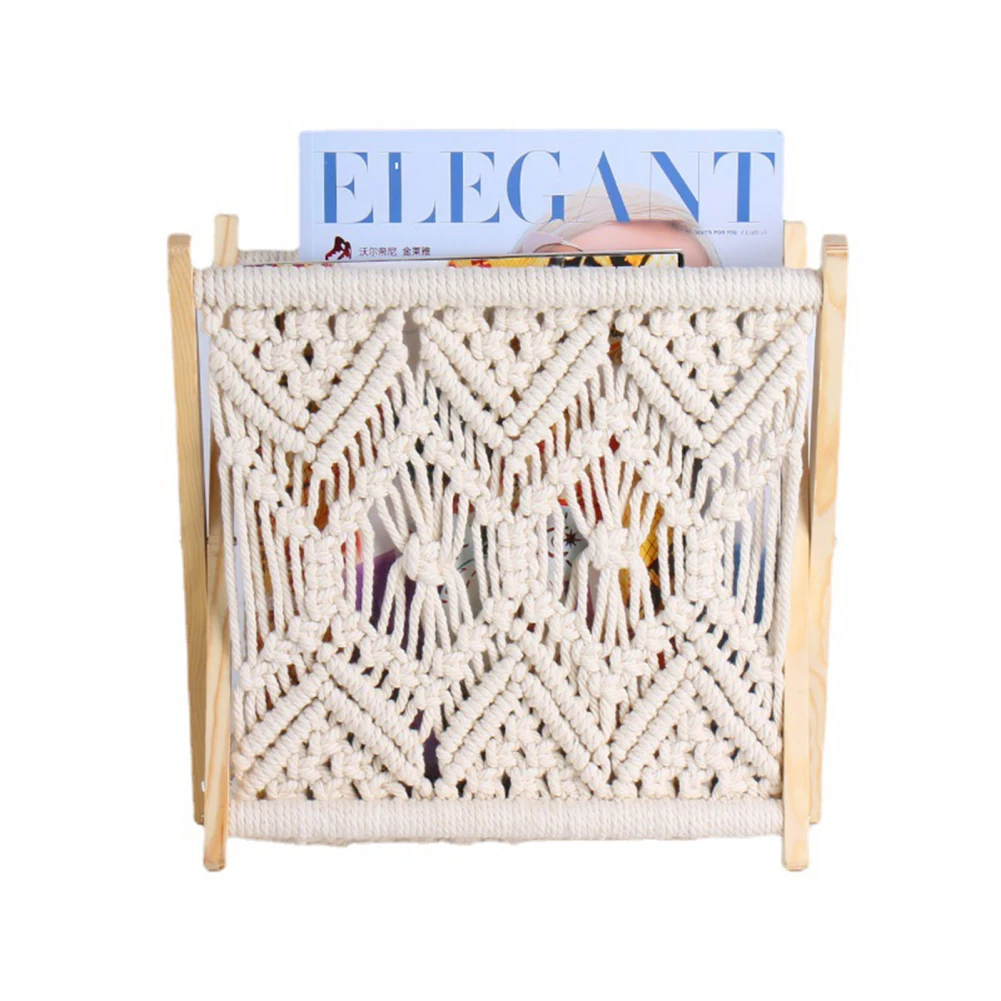 Cotton Rope Woven Magazine Storage Basket Office Furniture Book Newspaper Rack Floor Storage Holder Magazine Racks