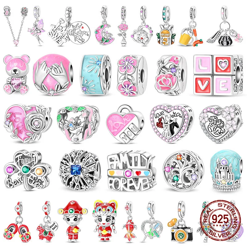 

New 100% 925 Sterling Silver Love Cube Glowing Beaded Vine Fairy Elf Girl Charms Fit Bracelet DIY Jewelry Making for Women Gift