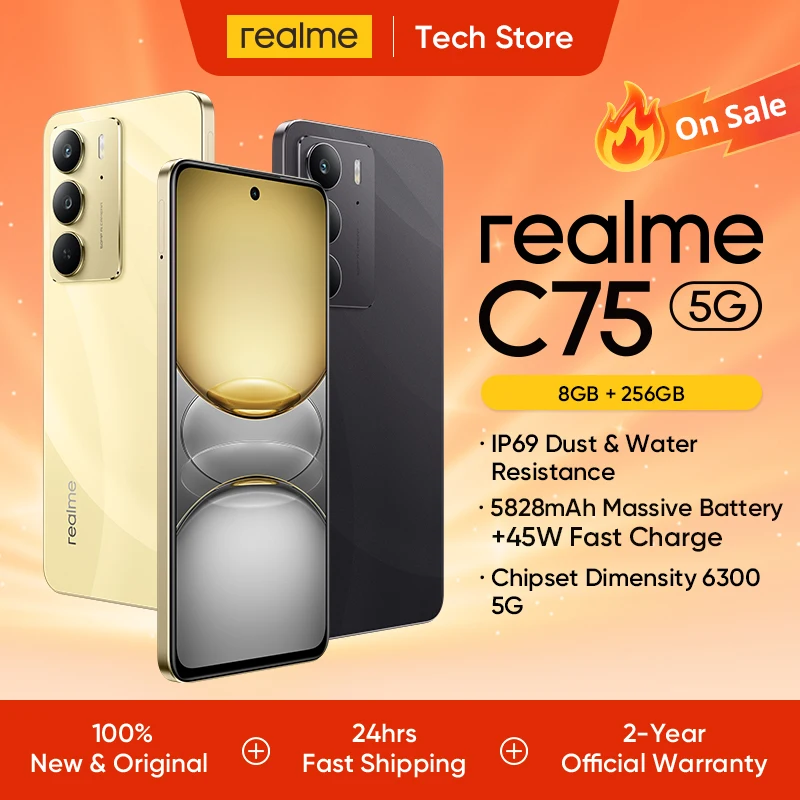 realme C75 5G Versión Europea, Teléfono Inteligente con Procesador Helio G92, Batería de 5828 mAh, Pantalla FHD de 90Hz, Cámara IA de 50 MP, Carga de 45 W, NFC