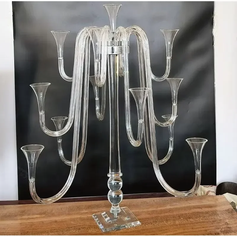 Elegant 13 Arm Crystal Glass Candlestick Unique Design Fashion Home Wedding Decoration Centerpiece Table Ornament Luxury