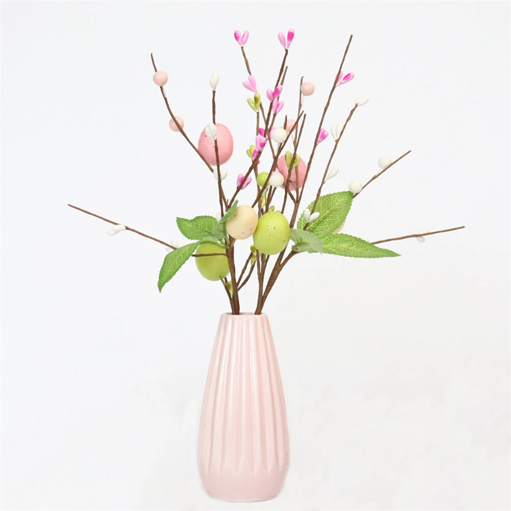 カラフルな泡エッグツリーブランチ、卵の花の枝、偽の植物、DIY絵画、より速い家の花瓶の装飾、春、31cm、2024
