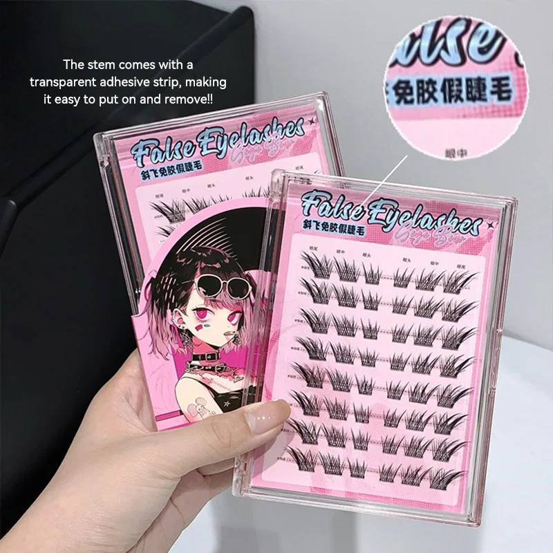 Gege Bear Gogo Bear No-Glue Fałszywe rzęsy - Realistyczny przezroczysty styl, Pikantna dziewczyna Grube i naturalne futro z kreskówek